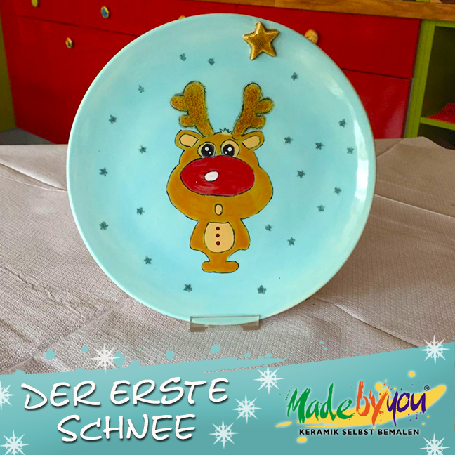 Keramik zuhausemalen.de | Schneeflocke zum Hängen (Farbgröße XS) Weihnachten