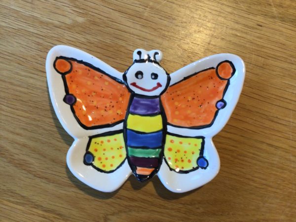 Keramik zuhausemalen.de | Schmetterlings Tellerchen (Farbgröße S) Für den Tisch